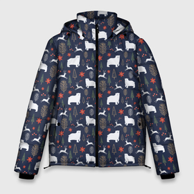 Мужская зимняя куртка 3D с принтом Зимний леc в Тюмени, верх — 100% полиэстер; подкладка — 100% полиэстер; утеплитель — 100% полиэстер | длина ниже бедра, свободный силуэт Оверсайз. Есть воротник-стойка, отстегивающийся капюшон и ветрозащитная планка. 

Боковые карманы с листочкой на кнопках и внутренний карман на молнии. | 2022 | год | лес | мишки | новый | олени | праздники | узор