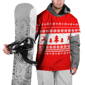 Накидка на куртку 3D с принтом КРАСНО-БЕЛЫЙ СВИТЕР С ОЛЕНЯМИ в Новосибирске, 100% полиэстер |  | 2020 | 2021 | 2022 | christmas | merry | белый | красный | леденец | нг | новогодний | новый год | олени | рождество | свитер | узоры