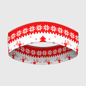 Повязка на голову 3D с принтом КРАСНО БЕЛЫЙ СВИТЕР С ОЛЕНЯМИ в Курске,  |  | 2020 | 2021 | 2022 | christmas | merry | белый | красный | леденец | нг | новогодний | новый год | олени | рождество | свитер | узоры