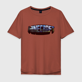 Мужская футболка хлопок Oversize с принтом Minecraft Логотип в Курске, 100% хлопок | свободный крой, круглый ворот, “спинка” длиннее передней части | minecraft logo | крипер | майнкравт | майнкрафт | стив | хиробрин