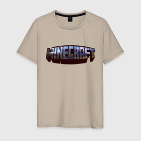 Мужская футболка хлопок с принтом Minecraft Логотип в Курске, 100% хлопок | прямой крой, круглый вырез горловины, длина до линии бедер, слегка спущенное плечо. | minecraft logo | крипер | майнкравт | майнкрафт | стив | хиробрин