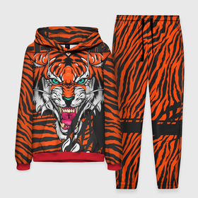 Мужской костюм 3D (с толстовкой) с принтом Wild cat 22 ,  |  | tiger | когти | кошка | полосы | тигр | хищник