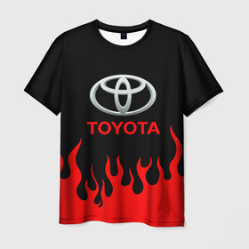Мужская футболка 3D с принтом Toyota, Тойота Огонь в Тюмени, 100% полиэфир | прямой крой, круглый вырез горловины, длина до линии бедер | Тематика изображения на принте: auto | sport | toyota | авто | автомобиль | автомобильные | бренд | марка | машины | спорт | спортивный | тойота