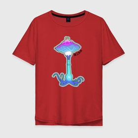 Мужская футболка хлопок Oversize с принтом Гриб Майк в Петрозаводске, 100% хлопок | свободный крой, круглый ворот, “спинка” длиннее передней части | гриб | мысли | персонаж | разум | щупальца