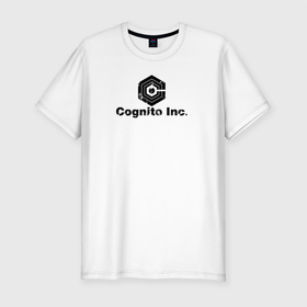 Мужская футболка хлопок Slim с принтом Лого Cognito Inc в Петрозаводске, 92% хлопок, 8% лайкра | приталенный силуэт, круглый вырез ворота, длина до линии бедра, короткий рукав | знак | корпорация | лого | надпись | название