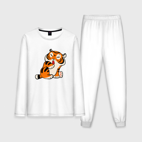 Мужская пижама хлопок (с лонгсливом) с принтом забавный тигр показывает язык в Новосибирске,  |  | 2022 | год тигра | новый год | новый год 2022 | символ года | тигр | тигренок | тигрица | тигры