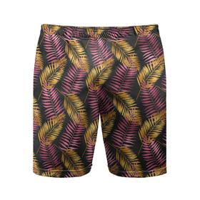 Мужские шорты спортивные с принтом Тропические листья pink в Тюмени,  |  | Тематика изображения на принте: африка | листья | паттерн | тропики | цветы