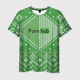 Мужская футболка 3D с принтом Porn Hub   новогодний в Екатеринбурге, 100% полиэфир | прямой крой, круглый вырез горловины, длина до линии бедер | holiday | hype | new year | pattern | новый год | праздник | узор | хайп