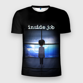 Мужская футболка 3D спортивная с принтом Корпорация Заговор в Тюмени, 100% полиэстер с улучшенными характеристиками | приталенный силуэт, круглая горловина, широкие плечи, сужается к линии бедра | корпорация | надпись | персонаж | свет | экраны