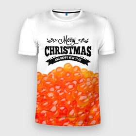 Мужская футболка 3D спортивная с принтом ИКРА - Merry Christmas в Новосибирске, 100% полиэстер с улучшенными характеристиками | приталенный силуэт, круглая горловина, широкие плечи, сужается к линии бедра | Тематика изображения на принте: merry christmas | бутерброд | икра | новый год | праздники | рождество | салаты | угощения