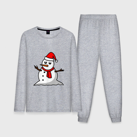 Мужская пижама хлопок (с лонгсливом) с принтом Двухсторонний снеговик ,  |  | snowman | большой снеговик | снеговик новогодний | снеговик с морковкой | снеговик с руками палками | снеговик с угольками глазками | снеговик спиной | снежная баба | снежный человек