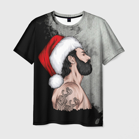 Мужская футболка 3D с принтом Санта не дед в Санкт-Петербурге, 100% полиэфир | прямой крой, круглый вырез горловины, длина до линии бедер | new year | арт | графика | дед мороз | зима | новый год | рождество | санта
