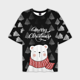 Мужская футболка OVERSIZE 3D с принтом MERRY CHRISTMAS BEARS ,  |  | Тематика изображения на принте: 2021 | 2022 | new year | деда мороза | зима | к нам приходит | как у всех | костюм | медвежонок | мишка | новогодний | новый год | праздник | рекомендации | рождество | снег | снежинки | снежок | узор | хочу