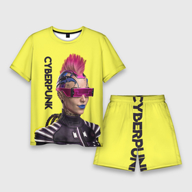 Мужской костюм с шортами 3D с принтом Cyberpunk (Панк) в Курске,  |  | 3d | cuberpunk 2077 | cyberpunk | девушка панк | игра | надпись | панк