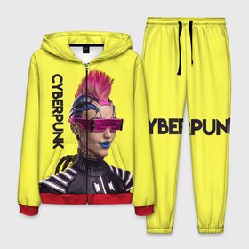 Мужской костюм 3D с принтом Cyberpunk (Панк) в Тюмени, 100% полиэстер | Манжеты и пояс оформлены тканевой резинкой, двухслойный капюшон со шнурком для регулировки, карманы спереди | Тематика изображения на принте: 3d | cuberpunk 2077 | cyberpunk | девушка панк | игра | надпись | панк