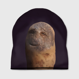 Шапка 3D с принтом Уставший картофель в Курске, 100% полиэстер | универсальный размер, печать по всей поверхности изделия | картофель | картошка | рожица | улыбка | усталость