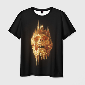 Мужская футболка 3D с принтом GOLDEN SKULL | ЗОЛОТОЙ ЧЕРЕП , 100% полиэфир | прямой крой, круглый вырез горловины, длина до линии бедер | Тематика изображения на принте: art | bones | design | gold | skull | золото | череп