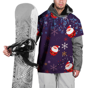 Накидка на куртку 3D с принтом Дед Мороз в снежинках в Екатеринбурге, 100% полиэстер |  | 2021 | happy new year 2022 | дед мороз | новый год | новый год 2022 | праздник | санта | снежинки