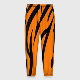 Мужские брюки 3D с принтом Текстура тигра/tiger в Екатеринбурге, 100% полиэстер | манжеты по низу, эластичный пояс регулируется шнурком, по бокам два кармана без застежек, внутренняя часть кармана из мелкой сетки | tiger | кошка | оранжевый черный | символ 22 года | текстура | тигр