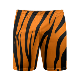 Мужские шорты спортивные с принтом Текстура тигра/tiger в Белгороде,  |  | tiger | кошка | оранжевый черный | символ 22 года | текстура | тигр
