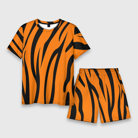 Мужской костюм с шортами 3D с принтом Текстура тигра tiger в Кировске,  |  | tiger | кошка | оранжевый черный | символ 22 года | текстура | тигр