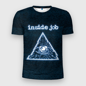 Мужская футболка 3D Slim с принтом Всевидящее Cognito Inc в Новосибирске, 100% полиэстер с улучшенными характеристиками | приталенный силуэт, круглая горловина, широкие плечи, сужается к линии бедра | глаз | знак | помехи | треугольник | экран
