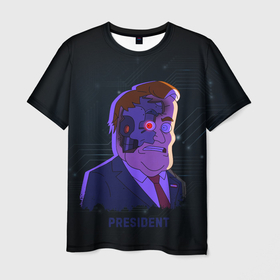 Мужская футболка 3D с принтом Робо Президент , 100% полиэфир | прямой крой, круглый вырез горловины, длина до линии бедер | глаз | зло | надпись | президент | робот