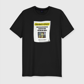 Мужская футболка хлопок Slim с принтом Рэнд Ридли в Петрозаводске, 92% хлопок, 8% лайкра | приталенный силуэт, круглый вырез ворота, длина до линии бедра, короткий рукав | листовка | отех | президент | псих