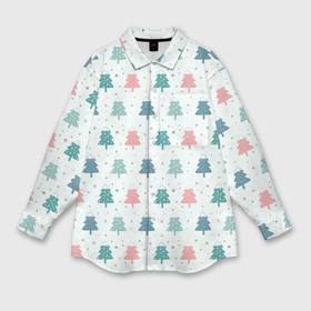 Мужская рубашка oversize 3D с принтом Цветные ели ,  |  | времена года | ели | ель | зима | зимний паттерн | зимний узор | новый год