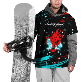Накидка на куртку 3D с принтом Cyberpunk 2077 Белый снег в Санкт-Петербурге, 100% полиэстер |  | cd project red | cyberpunk 2077 | keanu reeves | samurai | киану ривз | киберпанк 2077 | новогодний | самураи | снег | снежинки
