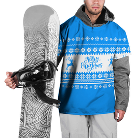 Накидка на куртку 3D с принтом MERRY CHRISTMAS | BLUE в Новосибирске, 100% полиэстер |  | Тематика изображения на принте: 2020 | 2021 | 2022 | christmas | merry | santa | дед мороз | кот | леденец | мяу | нг | новогодний | новый год | олени | рождество | санта клаус | свитер | узоры
