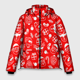 Мужская зимняя куртка 3D с принтом Новогодний узор паттерн в Новосибирске, верх — 100% полиэстер; подкладка — 100% полиэстер; утеплитель — 100% полиэстер | длина ниже бедра, свободный силуэт Оверсайз. Есть воротник-стойка, отстегивающийся капюшон и ветрозащитная планка. 

Боковые карманы с листочкой на кнопках и внутренний карман на молнии. | Тематика изображения на принте: 2022 | dabbing | happy new year | merry christmas | santa dabbing | год тигра | зима близко | нг | новогодний | новогодний тигр | новогодняя символика | новый год | новый год 2022 | рождество | символ 2022 года | снег | снежинки | тигр