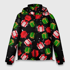 Мужская зимняя куртка 3D с принтом Новогодние паттерн подарков , верх — 100% полиэстер; подкладка — 100% полиэстер; утеплитель — 100% полиэстер | длина ниже бедра, свободный силуэт Оверсайз. Есть воротник-стойка, отстегивающийся капюшон и ветрозащитная планка. 

Боковые карманы с листочкой на кнопках и внутренний карман на молнии. | 2022 | happy new year | merry christmas | год тигра | зима близко | нг | новогодний | новогодний тигр | новогодняя символика | новый год | новый год 2022 | паттерн | подарки | подарок | праздник | рождество