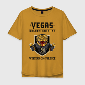 Мужская футболка хлопок Oversize с принтом Vegas Golden Knights Вегас Золотые Рыцари в Белгороде, 100% хлопок | свободный крой, круглый ворот, “спинка” длиннее передней части | golden | hockey | ice | knights | nhl | sport | team | vegsd | вегас | золото | лед | нхл | рыцари | спорт | хоккей | шайбу