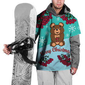 Накидка на куртку 3D с принтом Мишка и рождество в Екатеринбурге, 100% полиэстер |  | 2022 | merry christmas | ветки | год тигра | детский | животные | зима | зимний | лес | медведь | мишка | мультяшный | новогодний | новый год | подарок | праздничный | рождество | рябина | снег | снегопад