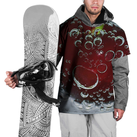 Накидка на куртку 3D с принтом Сочная вишня под водой в Тюмени, 100% полиэстер |  | zoom | вишня | вода | воздух | пузырьки | сочно | спелая | спелый