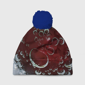 Шапка 3D c помпоном с принтом Сочная вишня под водой в Петрозаводске, 100% полиэстер | универсальный размер, печать по всей поверхности изделия | zoom | вишня | вода | воздух | пузырьки | сочно | спелая | спелый