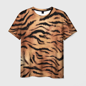 Мужская футболка 3D с принтом Шкура тигра текстура в Белгороде, 100% полиэфир | прямой крой, круглый вырез горловины, длина до линии бедер | 2022 | год тигра | новый год | новый год 2022 | символ года | тигр | тигренок | тигрица | тигры