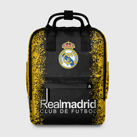 Женский рюкзак 3D с принтом Реал Мадрид   Спрей в Курске, 100% полиэстер | лямки с регулируемой длиной, сверху ручки, чтобы рюкзак нести как сумку. Основное отделение закрывается на молнию, как и внешний карман. Внутри два дополнительных кармана, один из которых закрывается на молнию. По бокам два дополнительных кармашка, куда поместится маленькая бутылочка
 | football | logo | madrid | real | realmadrid | sport | клуб | краска | лого | логотип | логотипы | мадрид | реал | реалмадрид | символ | символы | спорт | спрей | фк | форма | футбол | футбольная