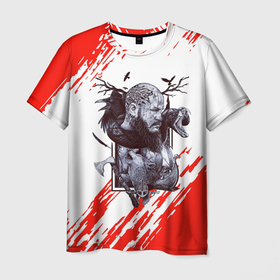 Мужская футболка 3D с принтом Валкнут в Екатеринбурге, 100% полиэфир | прямой крой, круглый вырез горловины, длина до линии бедер | валкнут рог | викинги | кельтский узел | скандинавские символы