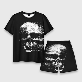 Мужской костюм с шортами 3D с принтом Skulls glitch в Екатеринбурге,  |  | dark | fashion | glitch | hype | skull | глитч | мода | тёмный | хайп | череп
