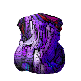 Бандана-труба 3D с принтом Фиолетовый узор неон.. в Новосибирске, 100% полиэстер, ткань с особыми свойствами — Activecool | плотность 150‒180 г/м2; хорошо тянется, но сохраняет форму | в топе | в тренде | горы | красный | неон | неоновый узор | новинка | подарок | популярно | синий | узор | фиолетовый