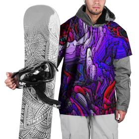 Накидка на куртку 3D с принтом Фиолетовый узор неон.. в Екатеринбурге, 100% полиэстер |  | в топе | в тренде | горы | красный | неон | неоновый узор | новинка | подарок | популярно | синий | узор | фиолетовый