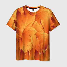 Мужская футболка 3D с принтом Кленовая сладость в Курске, 100% полиэфир | прямой крой, круглый вырез горловины, длина до линии бедер | желтый | клен | кленовый лист | лист | листопад | листья | оранжевый | осень