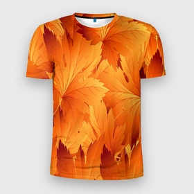 Мужская футболка 3D спортивная с принтом Кленовая сладость в Белгороде, 100% полиэстер с улучшенными характеристиками | приталенный силуэт, круглая горловина, широкие плечи, сужается к линии бедра | желтый | клен | кленовый лист | лист | листопад | листья | оранжевый | осень