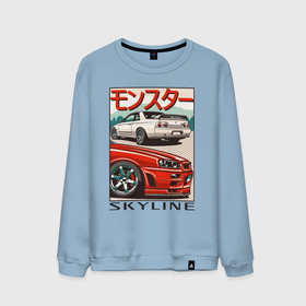 Мужской свитшот хлопок с принтом Nissan Skyline | Ниссан Скайлайн в Санкт-Петербурге, 100% хлопок |  | auto | car | japan | nissan | racing | retro | авто | гонки | машины | ниссан | ретро | скайлайн | тачки | япония