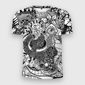 Мужская футболка 3D спортивная с принтом Черно белый треш в Белгороде, 100% полиэстер с улучшенными характеристиками | приталенный силуэт, круглая горловина, широкие плечи, сужается к линии бедра | абстракция | пестрый | узор | черно белое | яркий