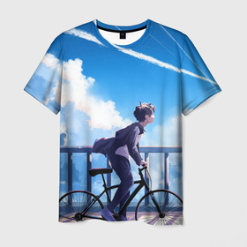 Мужская футболка 3D с принтом ПАРЕНЬ НА ВЕЛОСИПЕДЕ в Курске, 100% полиэфир | прямой крой, круглый вырез горловины, длина до линии бедер | sport | аниме | в топе | велопрогулка | велосипед | вперед | для друга | к мечте | как у всех | парень | подарок | прокатиться | рекомендации | светлое будущее | спорт