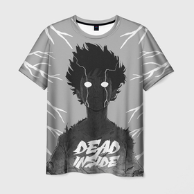 Мужская футболка 3D с принтом DEAD INSIDE (Mob psycho) в Белгороде, 100% полиэфир | прямой крой, круглый вырез горловины, длина до линии бедер | dead inside | mob psycho | аниме | ветки | персонаж | рисунок