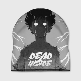 Шапка 3D с принтом DEAD INSIDE (Mob psycho) , 100% полиэстер | универсальный размер, печать по всей поверхности изделия | dead inside | mob psycho | аниме | ветки | персонаж | рисунок